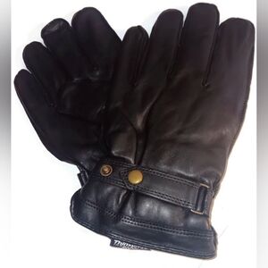 Men's Faux Shearling Trim Leather WRISTSTRAP Gloves XXLARGE BLACK